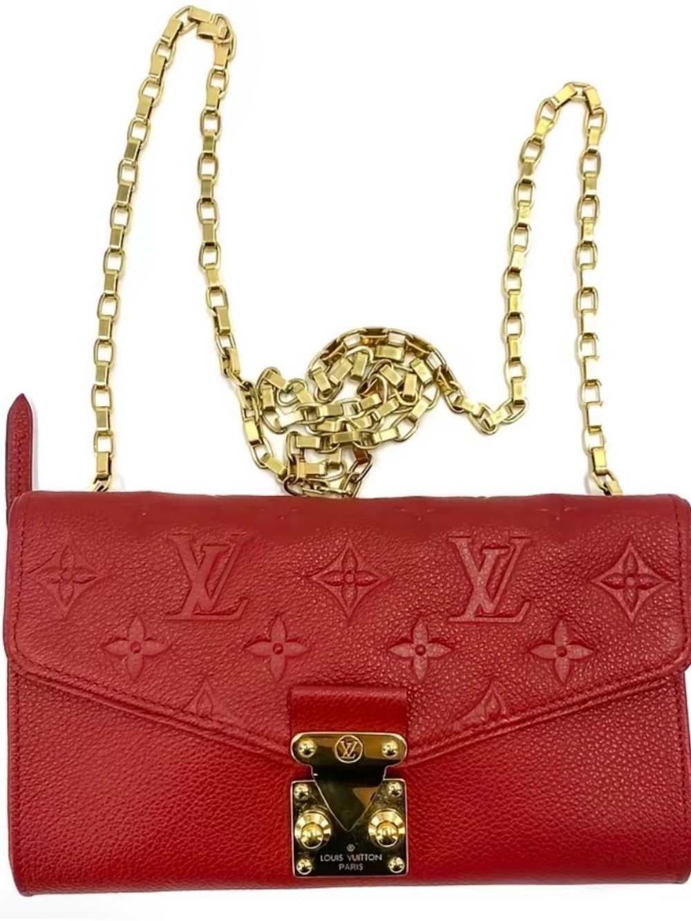 Louis Vuitton Red Embossed Monogram Chain Crossbody